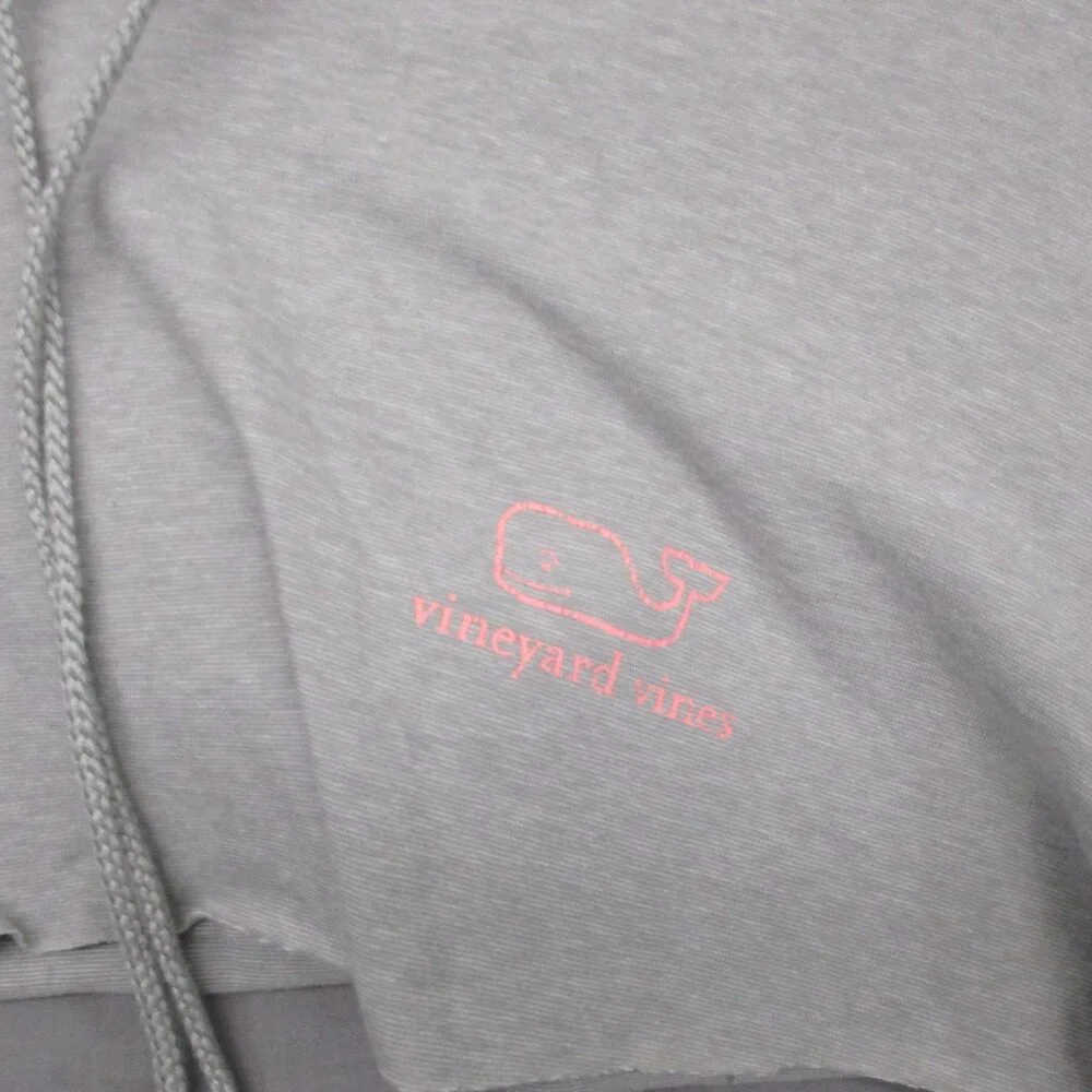 Vineyard Vines Graphic Print DIY Cropped Hooded Shirt Long Sleeve Gray‎ Women XL